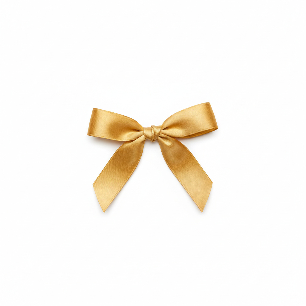 Gold satin ribbon tied in a single bow