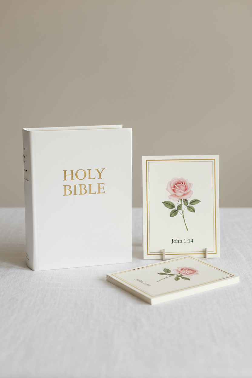 Faith keepsake cards with Holy Bible