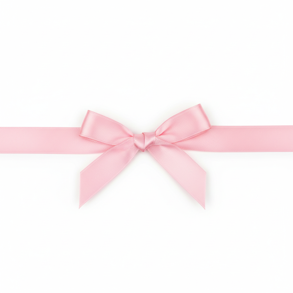 Pink satin ribbon tied in a single bow