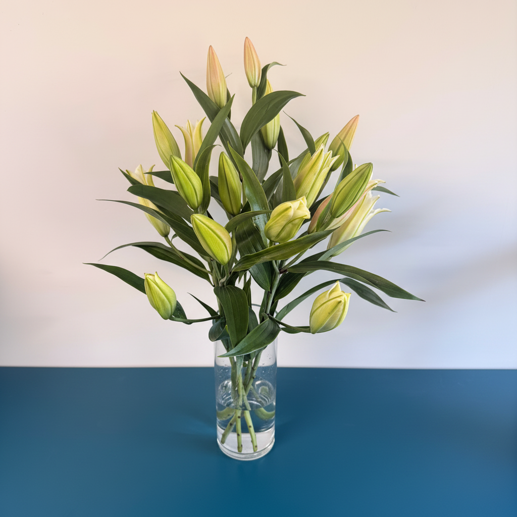 Lily buds with subtle pink tips