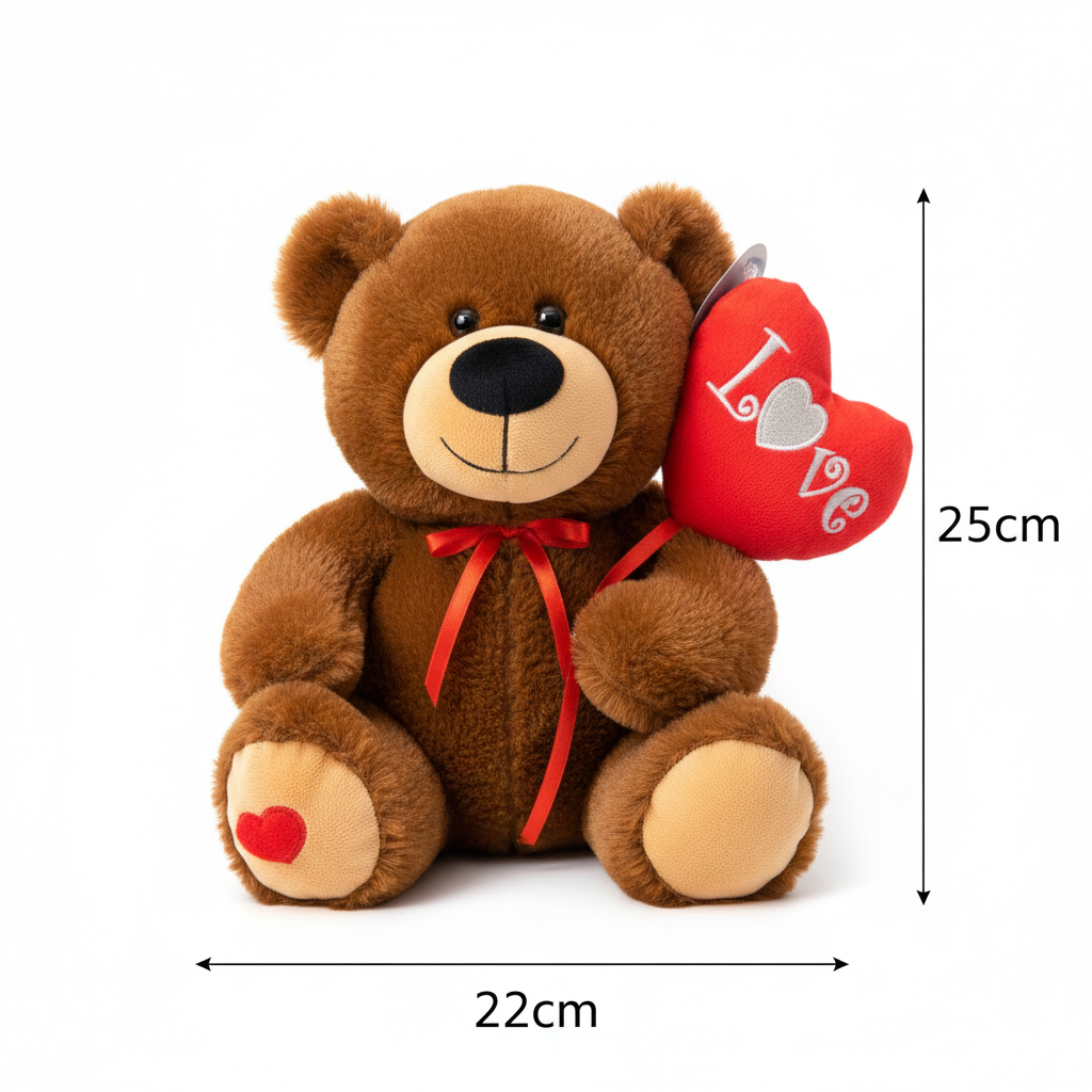 Love Bear Front-Facing with Dimensions
