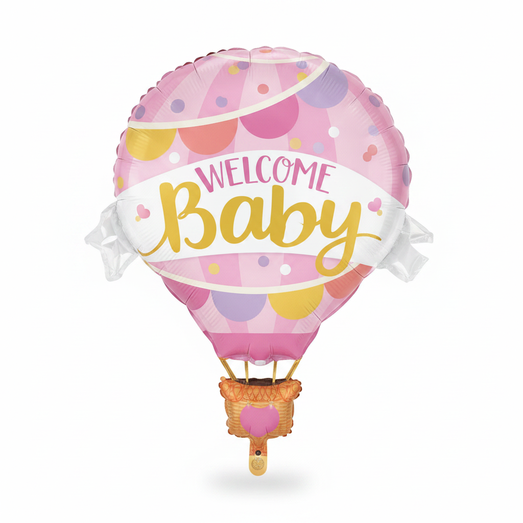 Welcome Baby Pink Hot Air Balloon